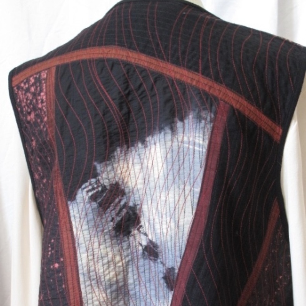 UNIQUE, REVERSIBLE HAND MADE, HAND DYED VEST - Picture 4 of 8